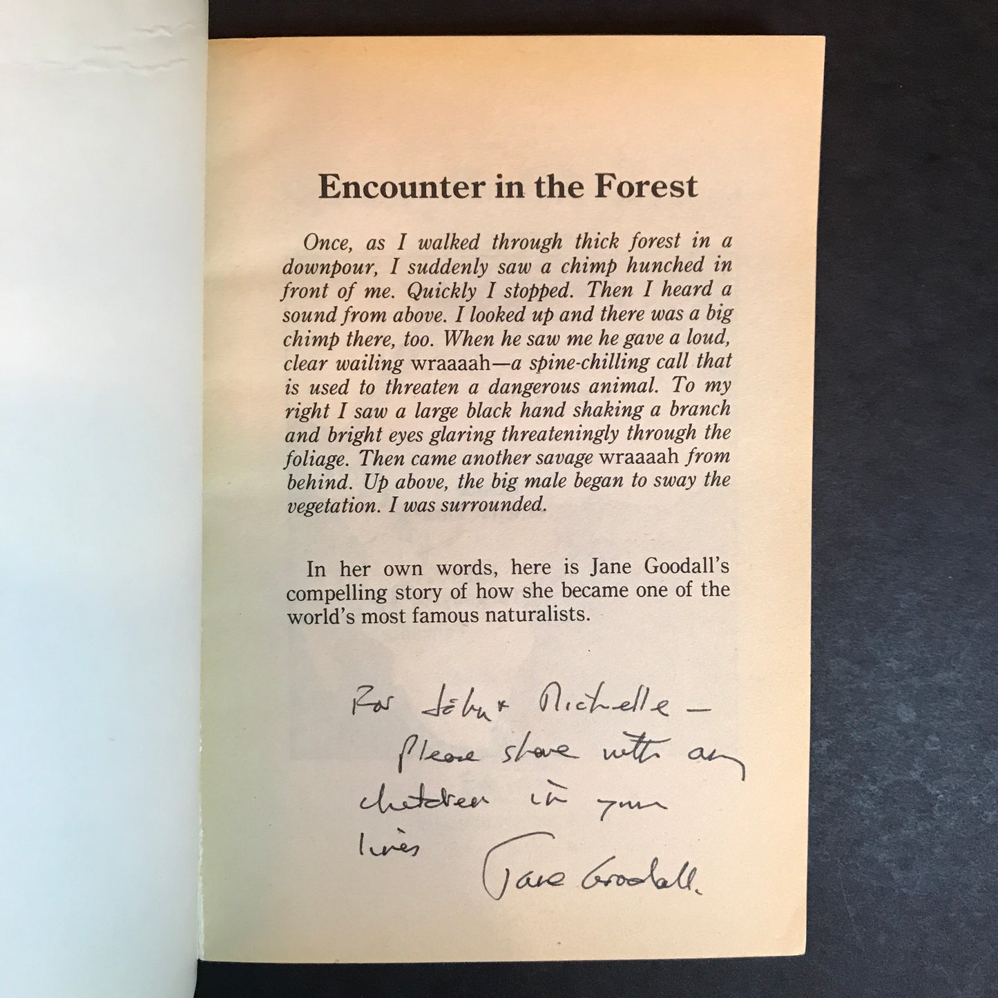 My Life with the Chimpanzees - Jane Goodall - Signed - 1988