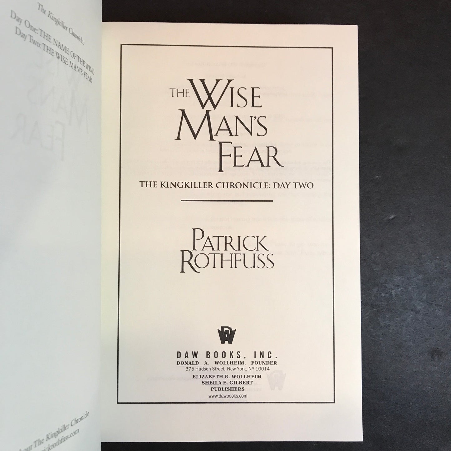 The Wise Man's Fear - Patrick Rothfuss - First American Edition - 2011