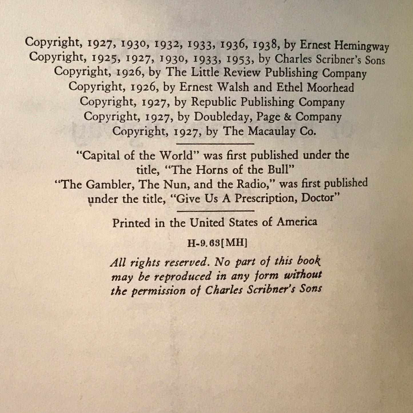 The Short Stories of Ernest Hemingway - Ernest Hemingway - 1953