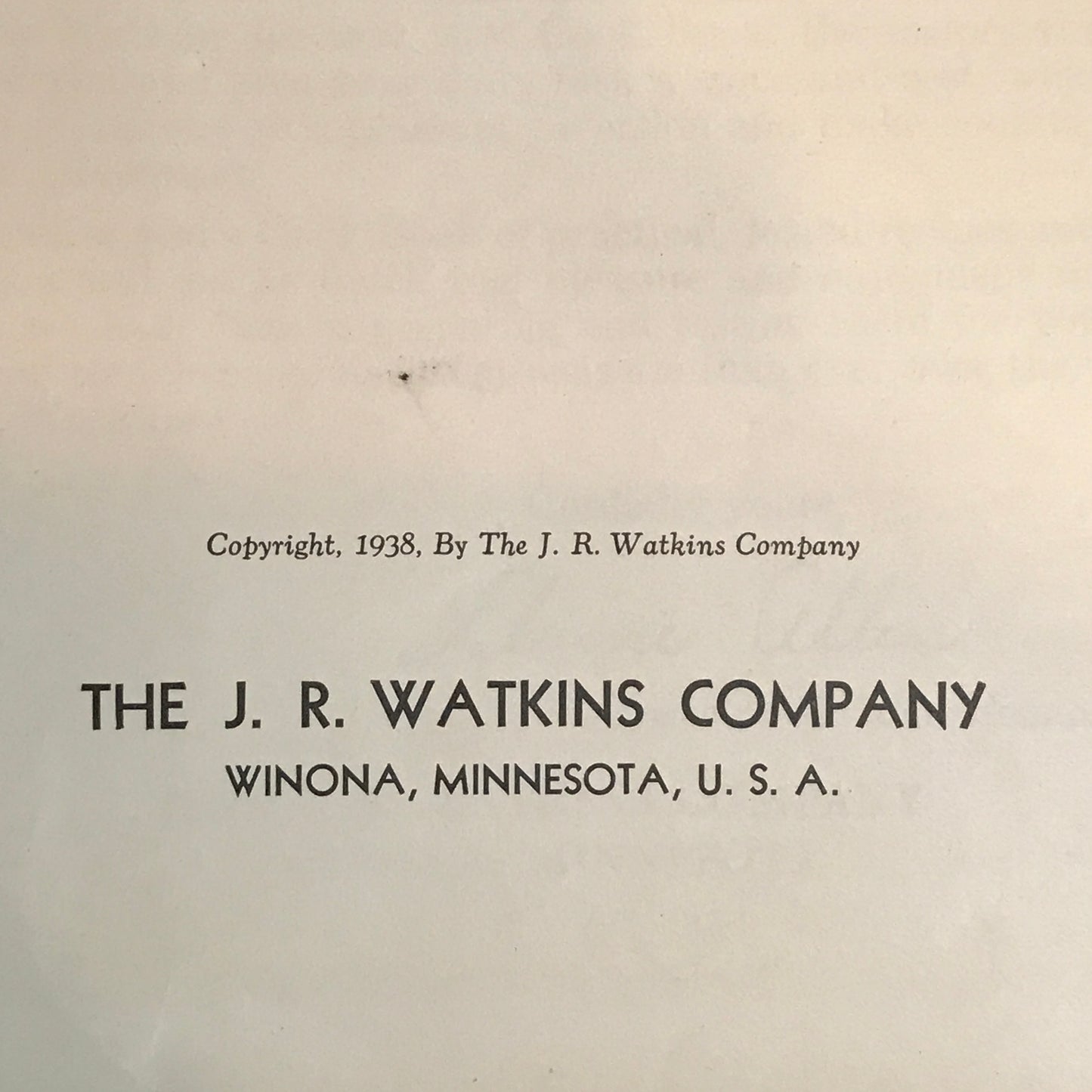 Watkins Cook Book - J. R. Watkins Company - 1938