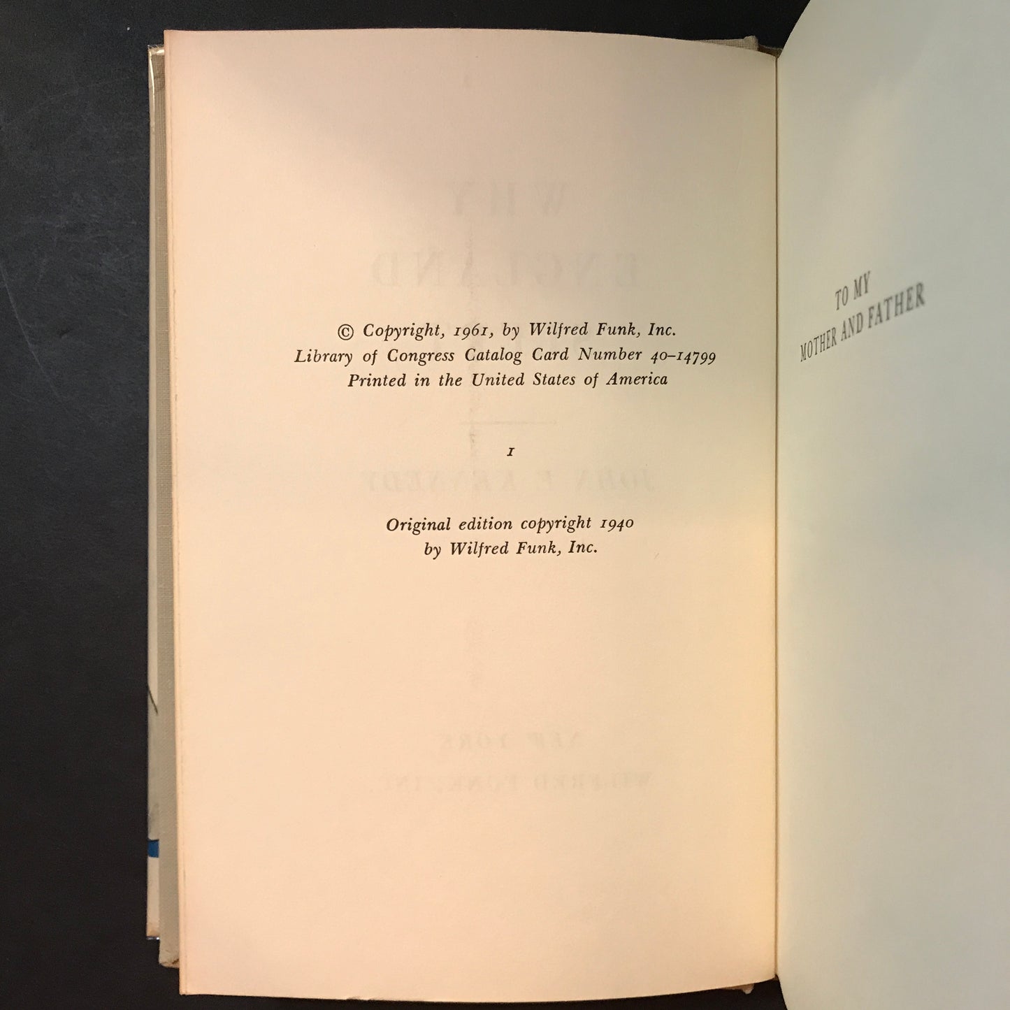 Why England Slept - John F. Kennedy - Reprint Edition - 1st Thus - 1961