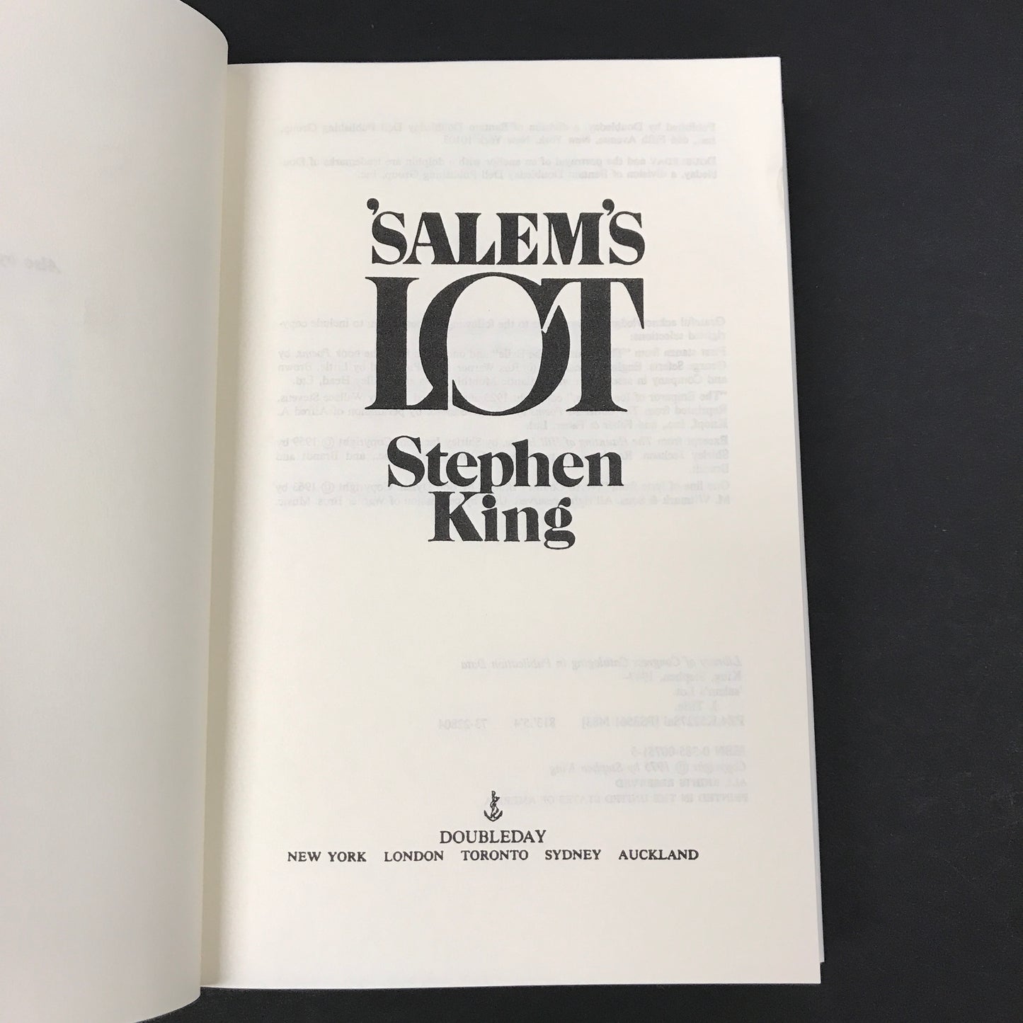 Salem's Lot - Stephen King - Book Club Edition - 1975