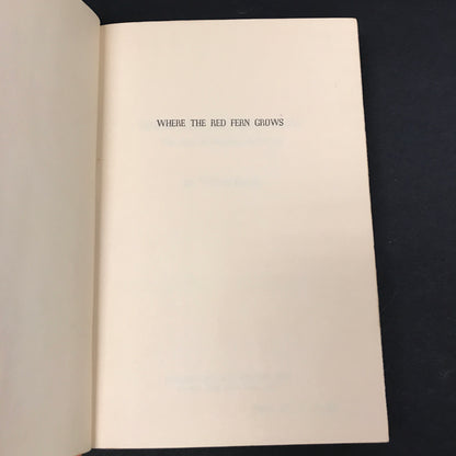 Where the Red Fern Grows - Wilson Rawls - 1st Edition - 1961