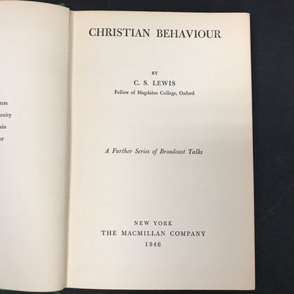 Christian Behaviour - C. S. Lewis - 7th Print - 1946