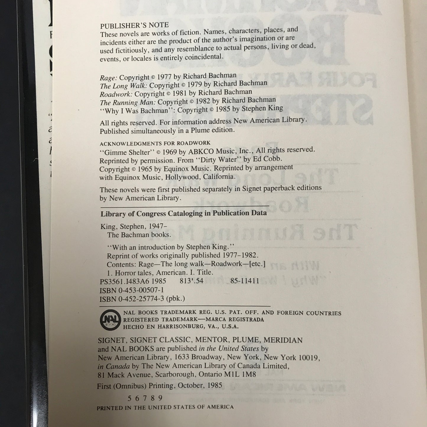 The Bachman Books- Stephen King - Fifth Print - 1985
