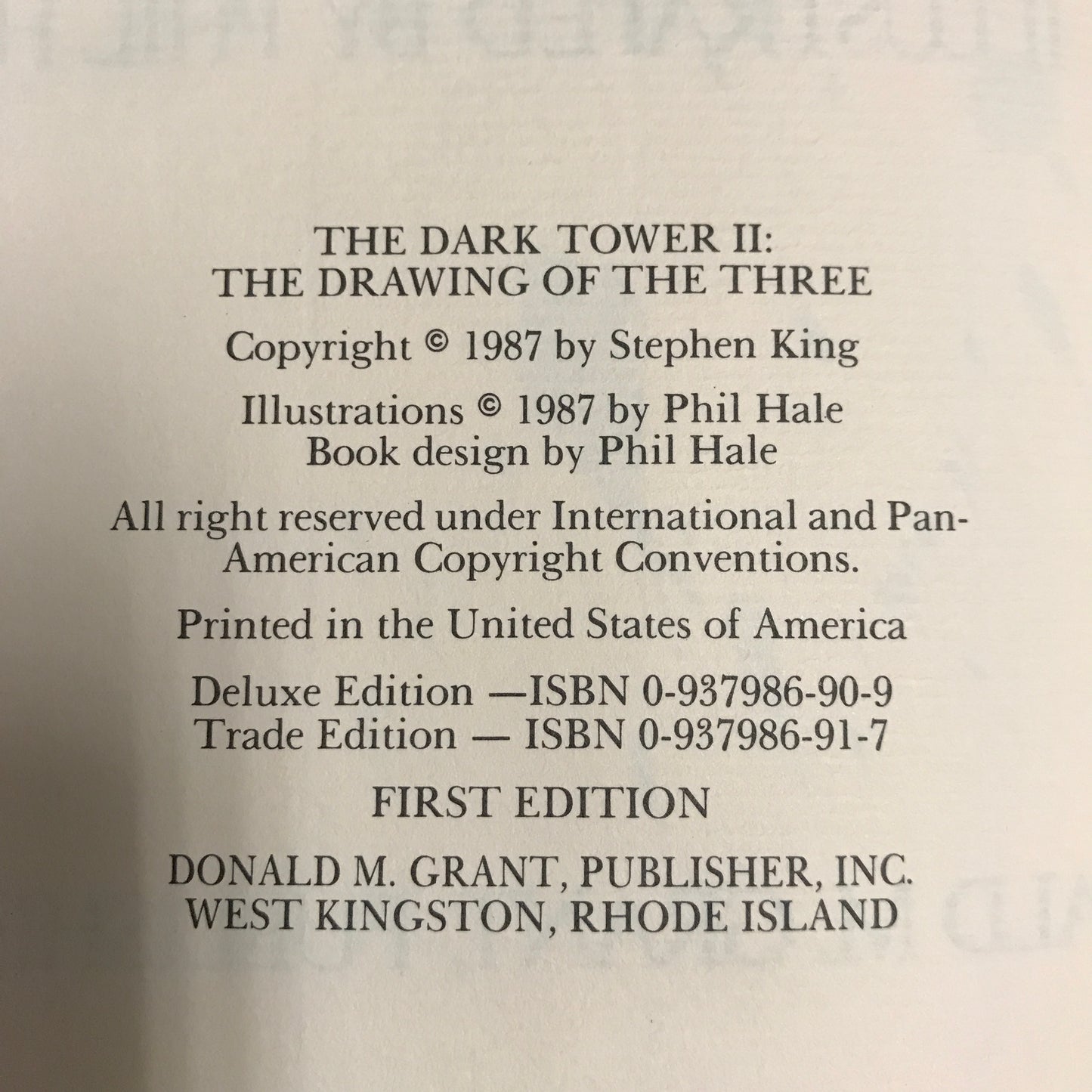 The Drawing of the Three - Stephen King - First Edition - 1987