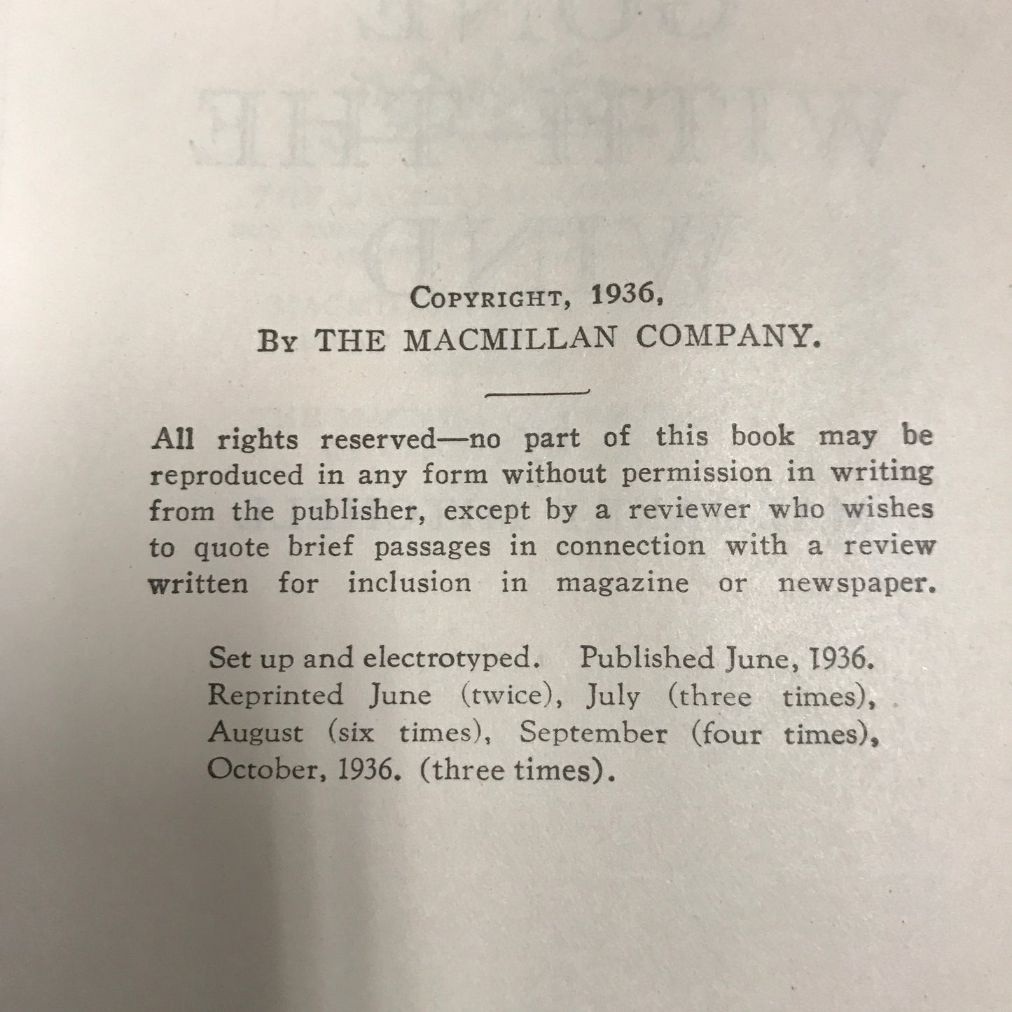 Gone With The Wind - Margaret Mitchell - 19th Print - 1936