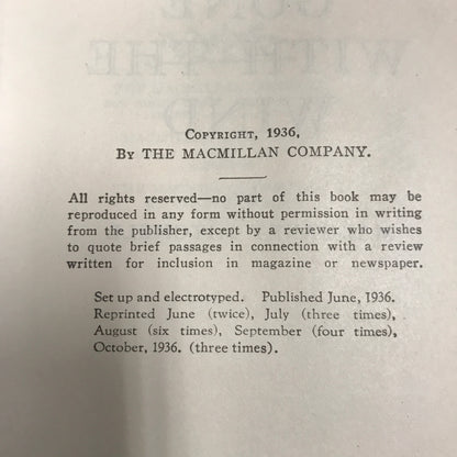 Gone With The Wind - Margaret Mitchell - 19th Print - 1936