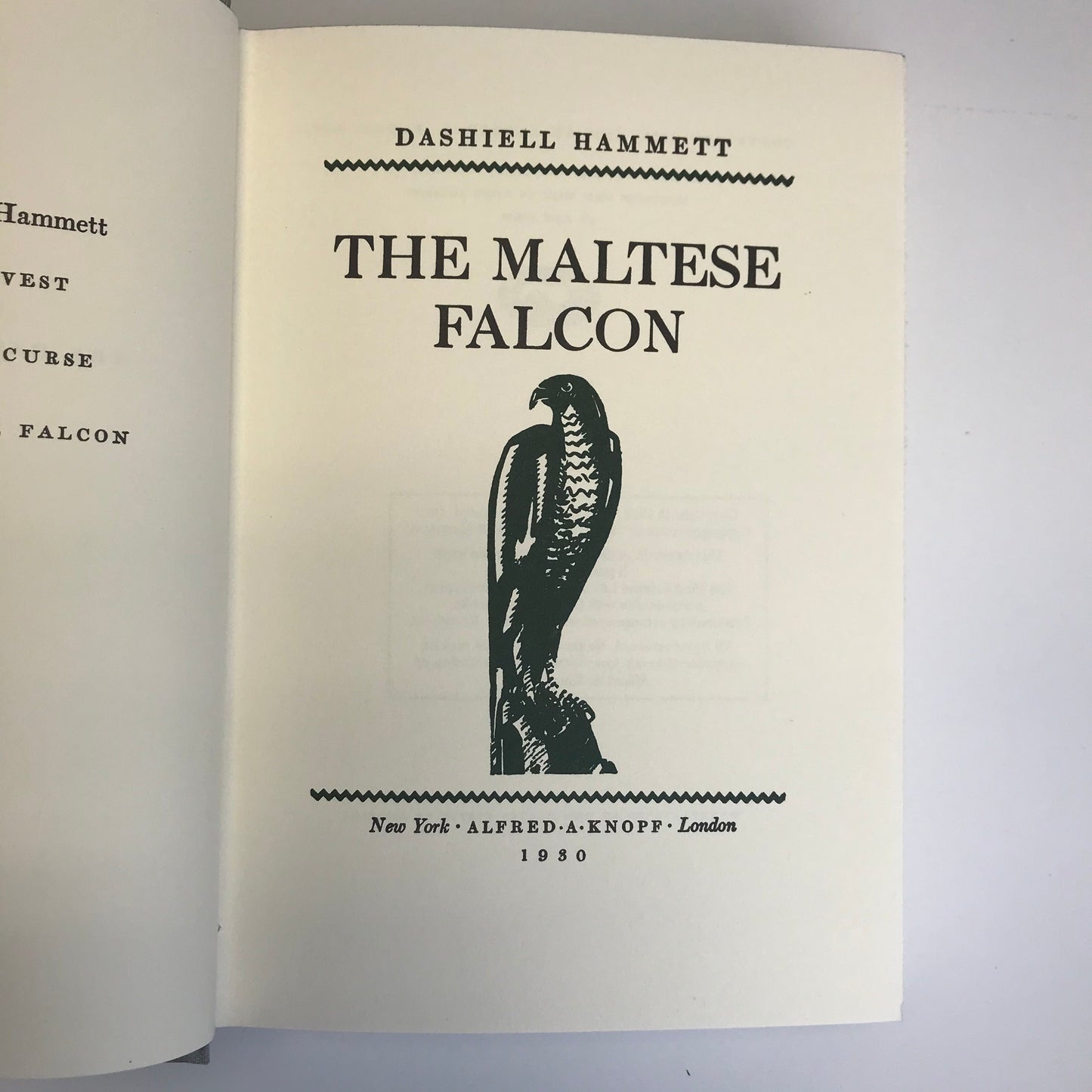 The Maltese Falcon - Dashiell Hammet - Re-Issue 1st Edition Facsimile - 1957