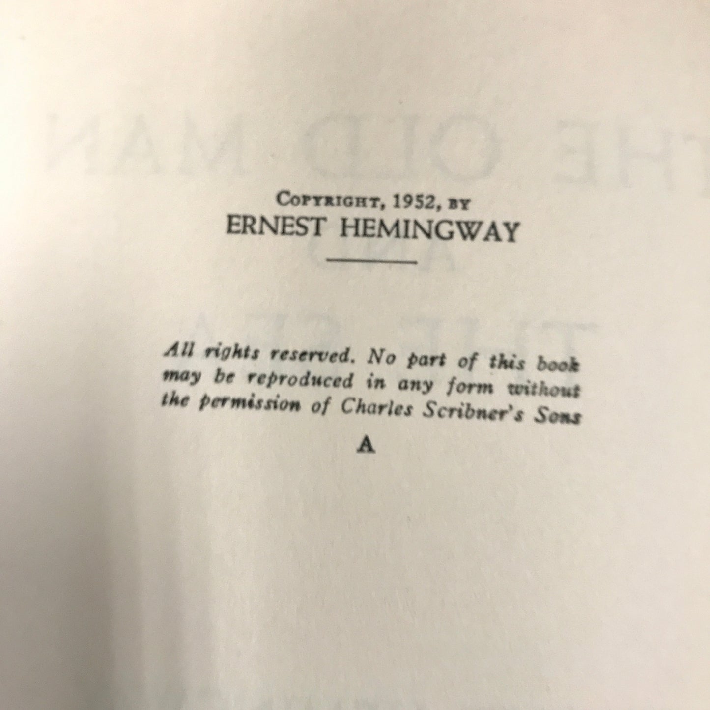 The Old Man And The Sea - Ernest Hemingway - 1st Book Club Edition - 1952