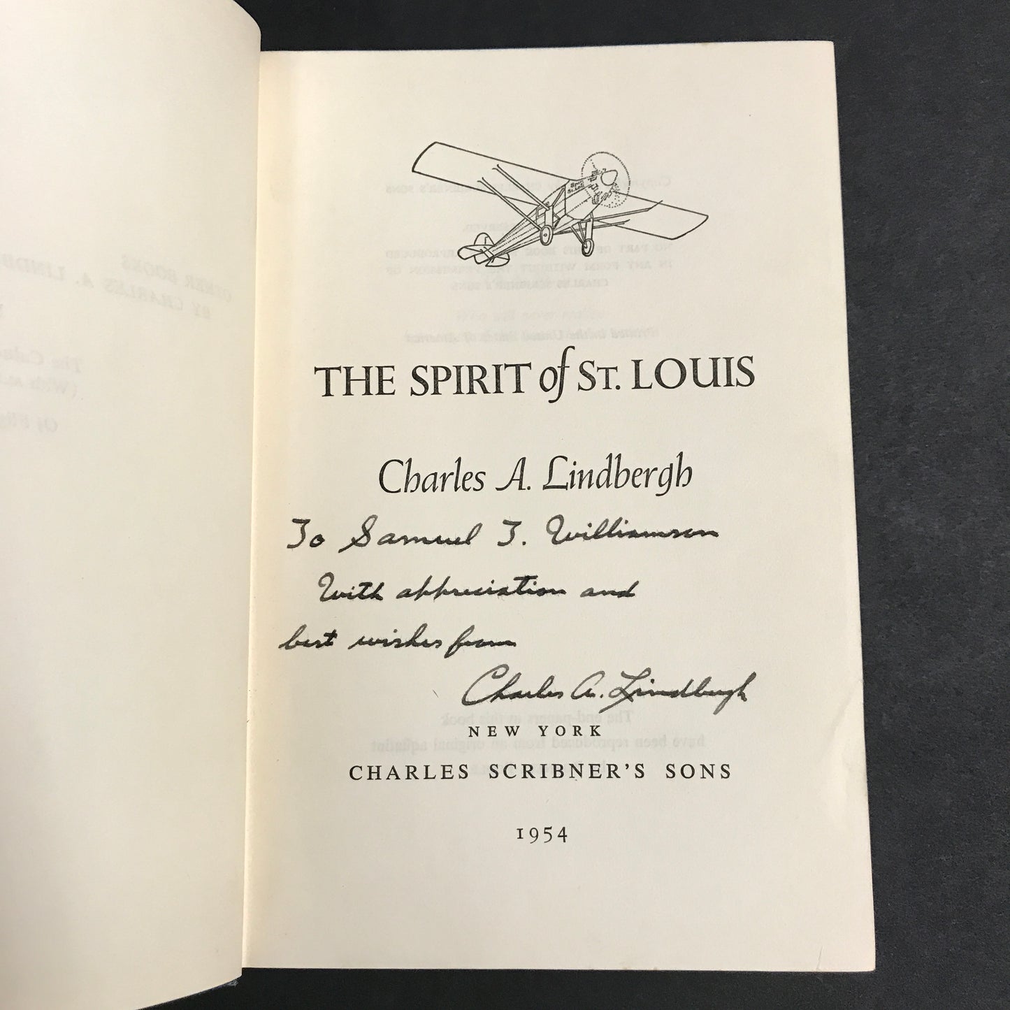 The Spirit of St. Louis - Charles A. Lindbergh - Inscribed - 1953