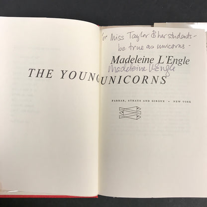 The Young Unicorns - Madeleine L'Engle - Signed - 12th Print - 1988