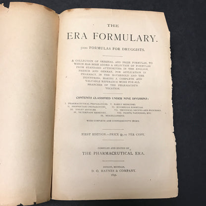 Era Formulary 5000 Formulas for Druggists - Various - 1893