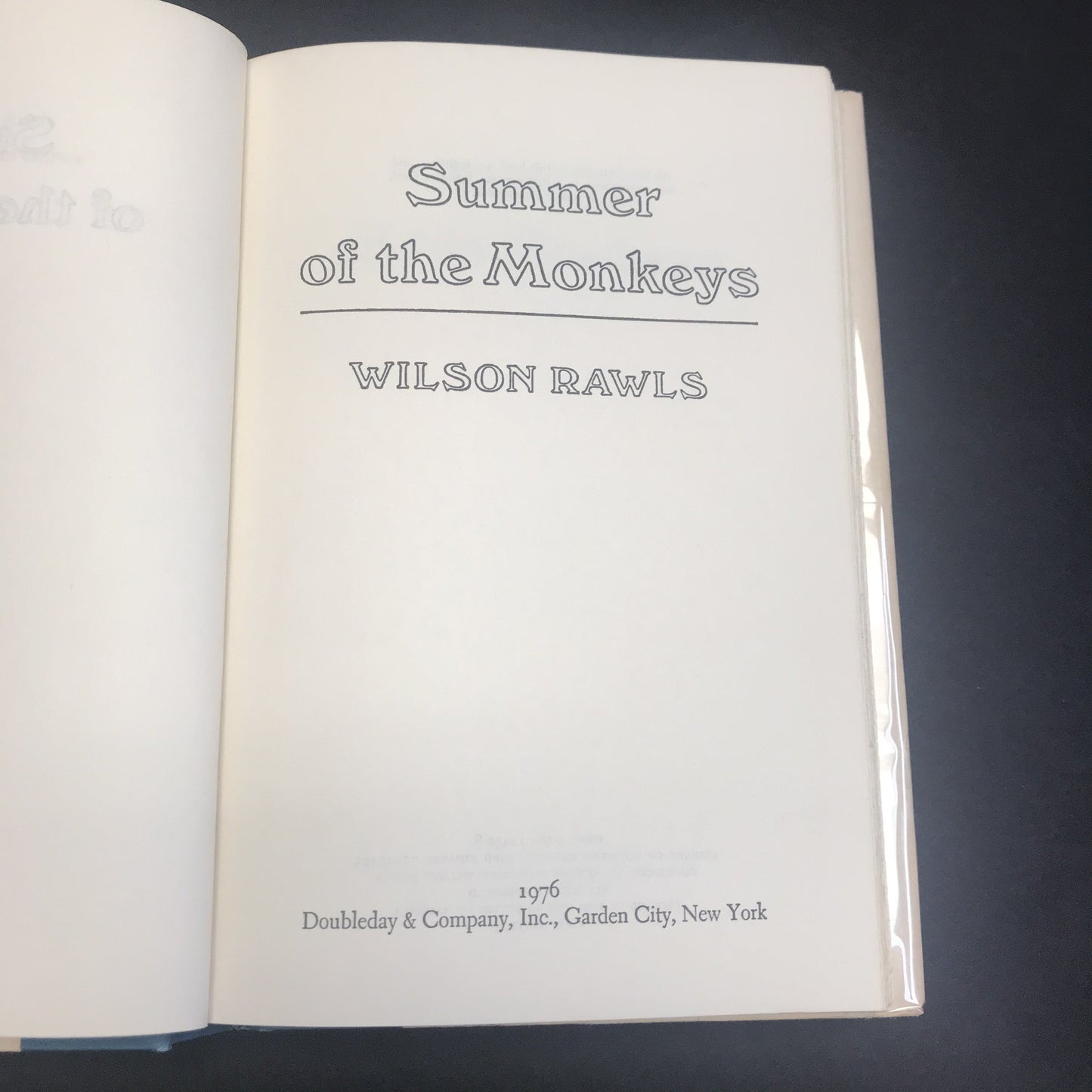 Summer of the Monkeys - Wilson Rawls - Signed