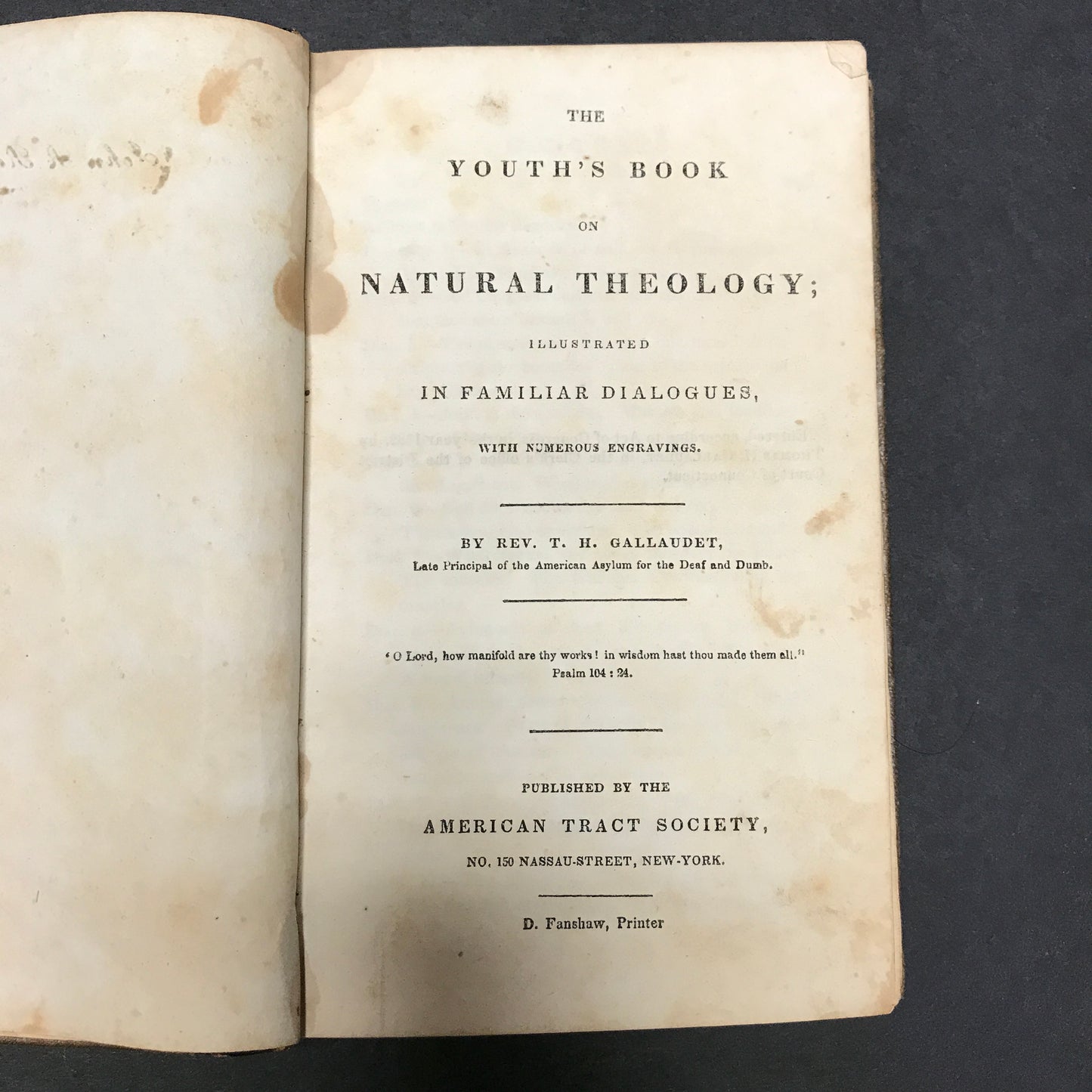 Youth's Book on Natural Theory - Rev. T. H. Gallaudet - Probable 1st - 1837