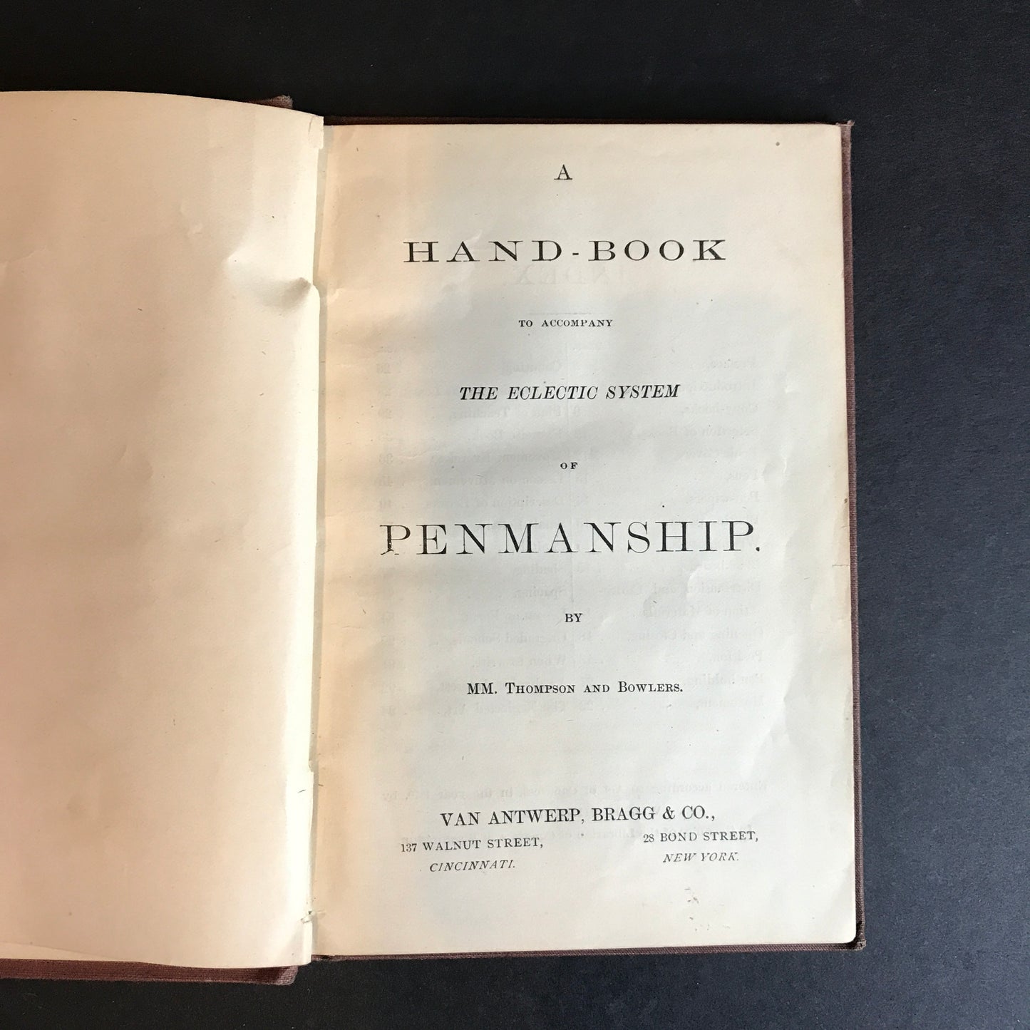 Handbook of Penmanship - M. M. Thompson and Bowlers - 1870