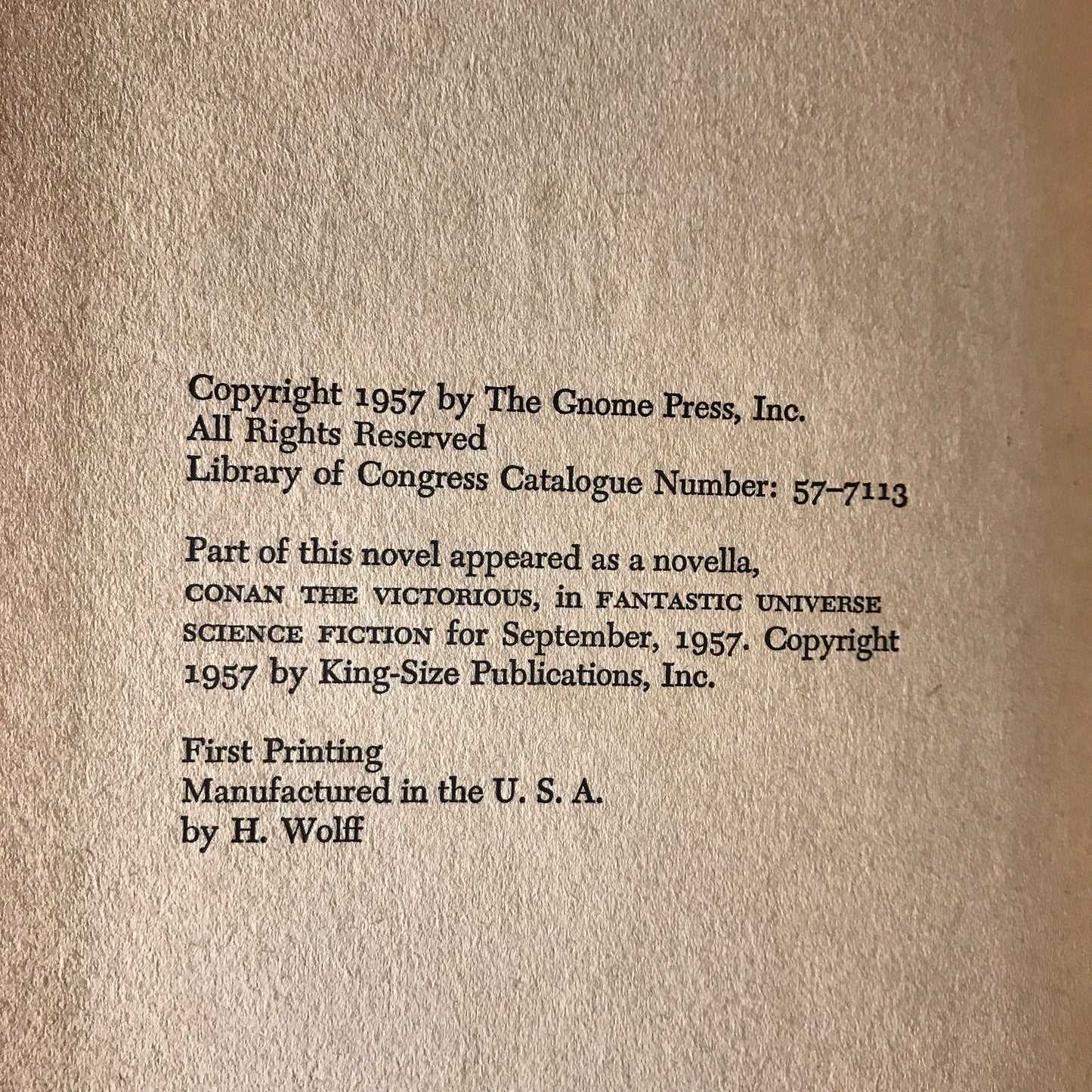 The Return of Conan - Bjorn Nyberg and L. Sprauge de Camp - First Edition - 1957