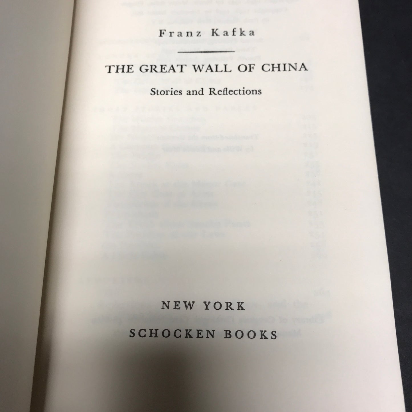 The Great Wall of China - Franz Kafka - 4th Printing - 1960