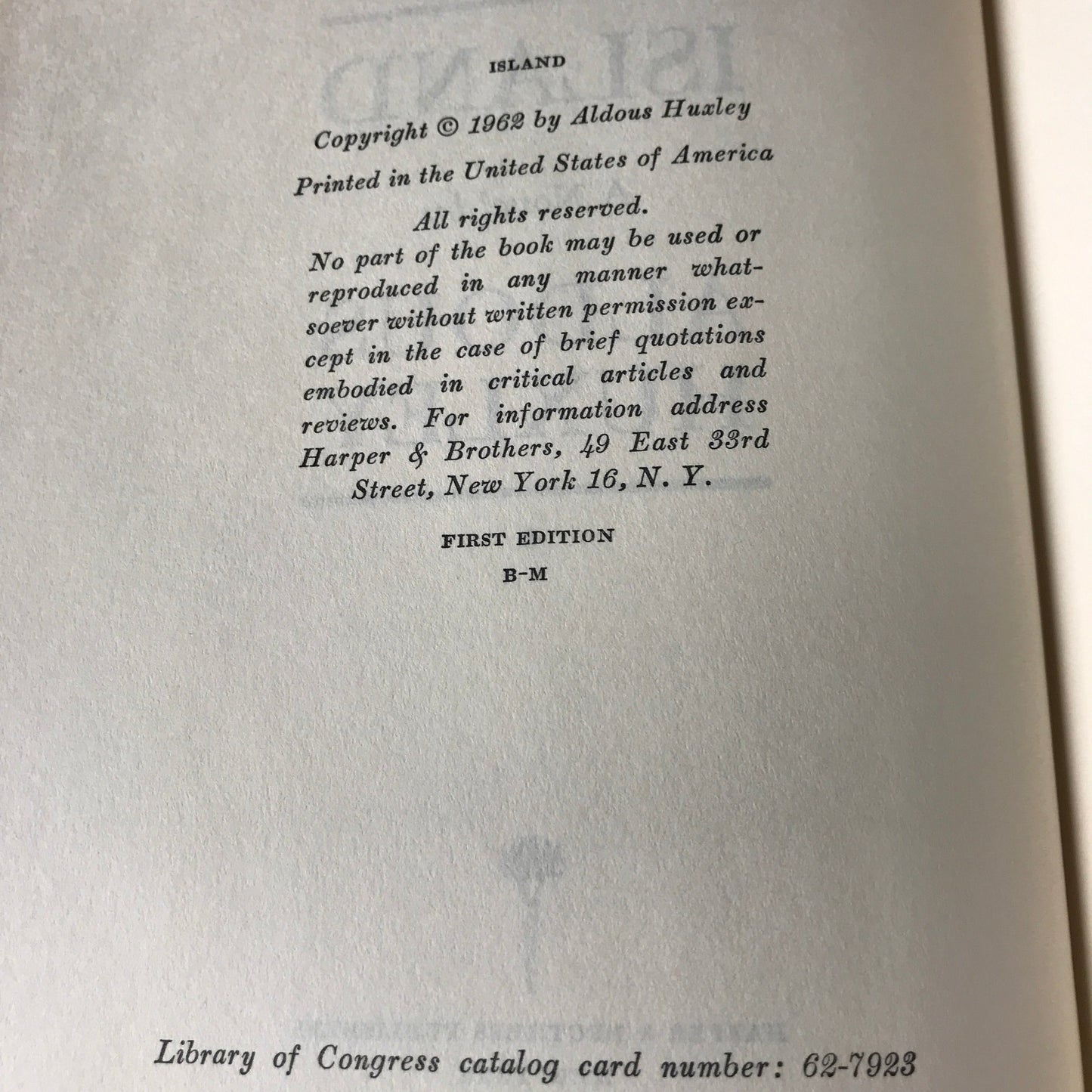 Island - Aldous Huxley - 1st Edition - 1962