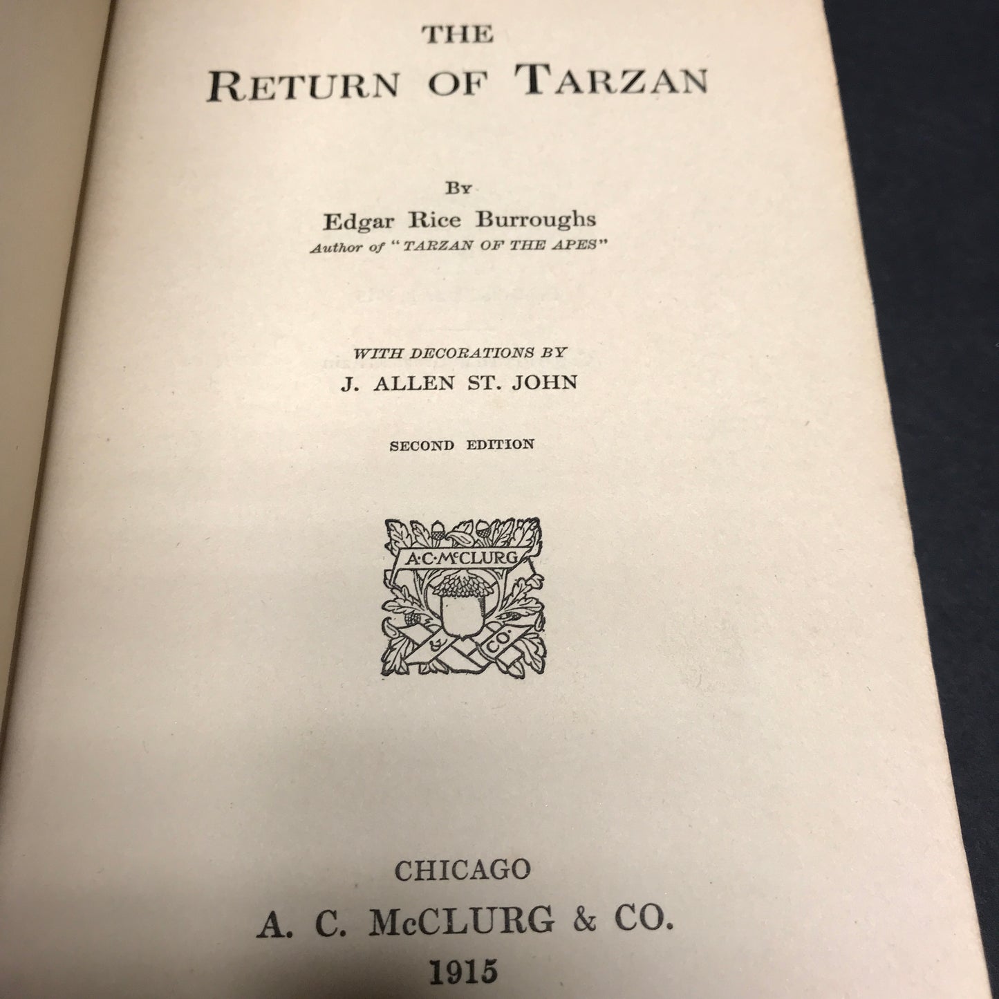 The Return of Tarzan - Edgar Rice Burroughs - 1st Edition - 1915