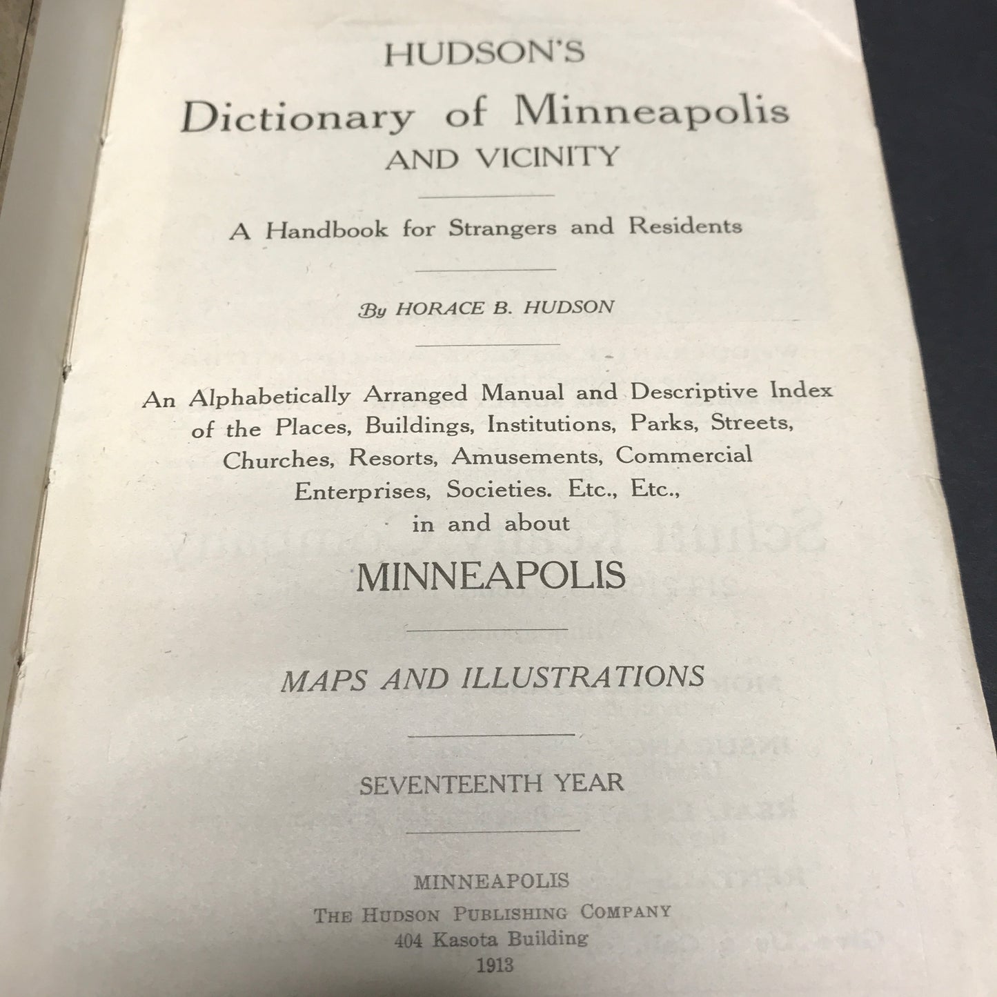 Hudson's Dictionary of Minneapolis - Horace B. Hudson - 1913