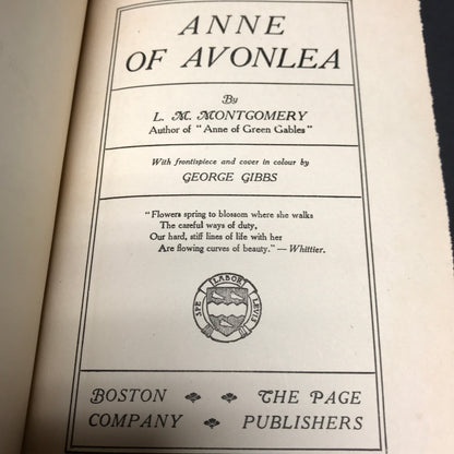 Anne of Avonlea - L. M. Montgomery - 3rd Printing - 1920