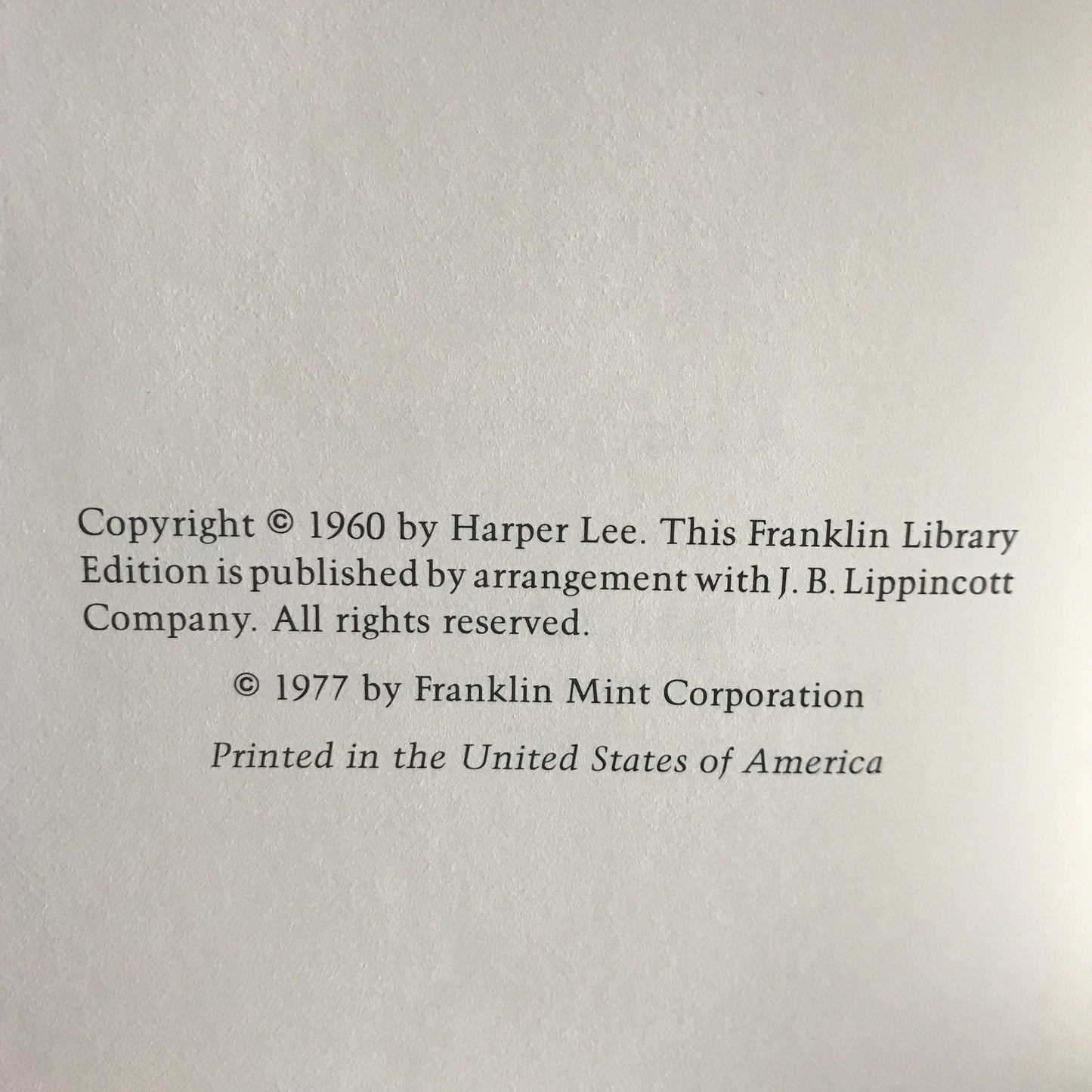 To Kill A Mockingbird - Harper Lee - Franklin Library - 1977