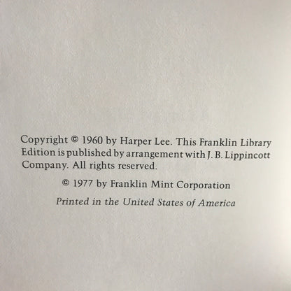 To Kill A Mockingbird - Harper Lee - Franklin Library - 1977