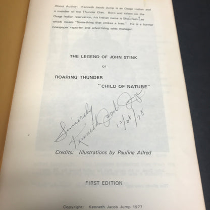 The Legend of John Stink - Kenneth Jacob Jump - 1st Edition - Signed - 1977