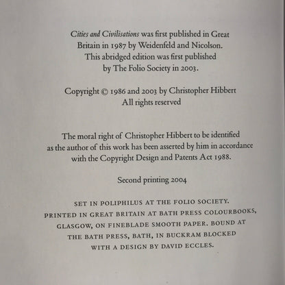 Cities and Civilisations - Christopher Hibbert - 2nd Printing - Folio Society