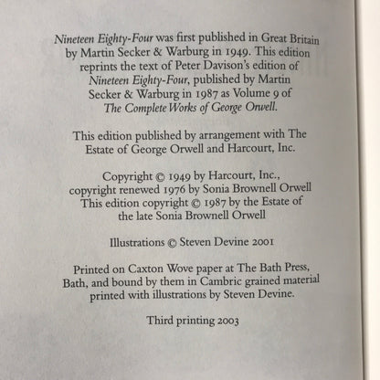 1984 - George Orwell - 3rd Printing - Folio Society - 2003