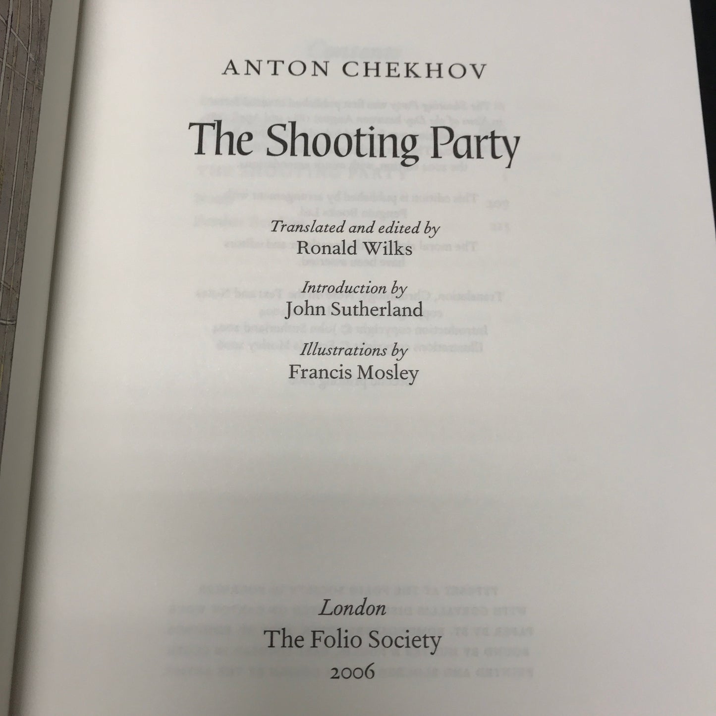 The Shooting Party - Anton Chekhov - 2nd Printing - Folio Society - 2006