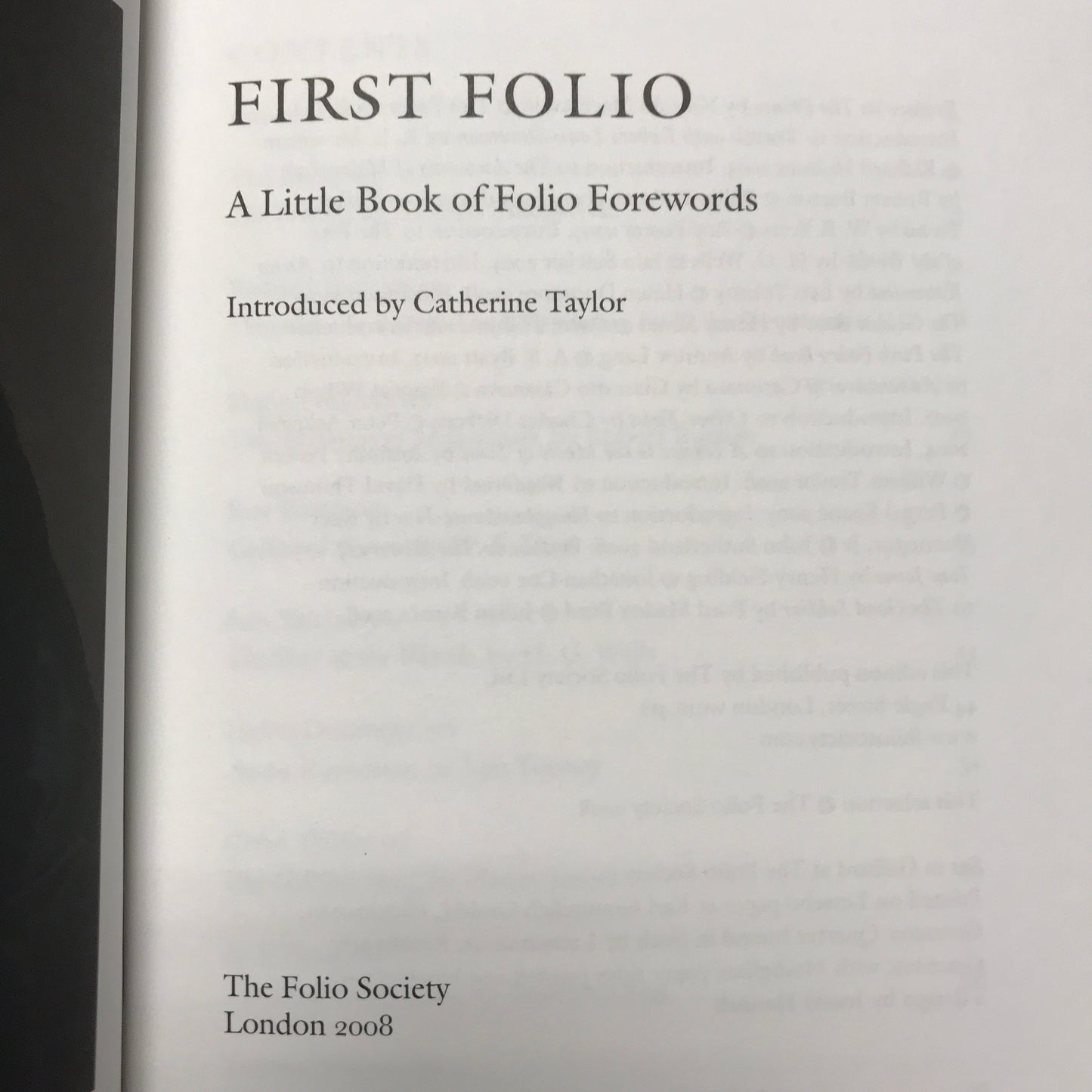 First Folio - Various Authors - 1st Thus - Folio Society - 2008