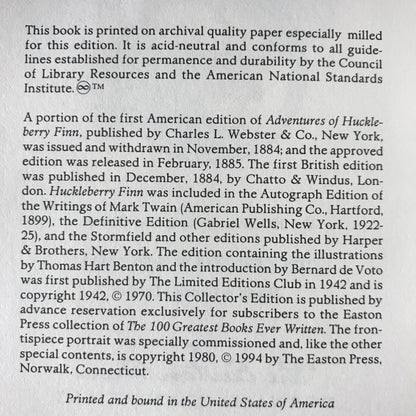 Adventures of Huckleberry Finn - Mark Twain - Easton Press - 1994