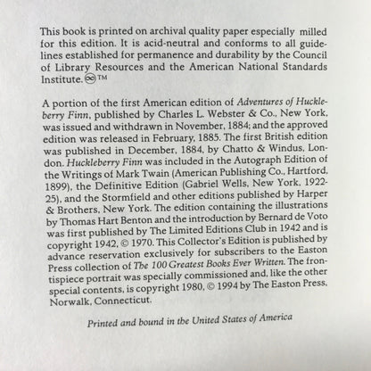 Adventures of Huckleberry Finn - Mark Twain - Easton Press - 1994