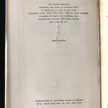 How to Stop Worrying and Start Living - Dale Carnegie - Signed - 1st Edition - 1948