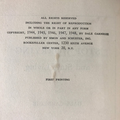 How to Stop Worrying and Start Living - Dale Carnegie - Signed - 1st Edition - 1948