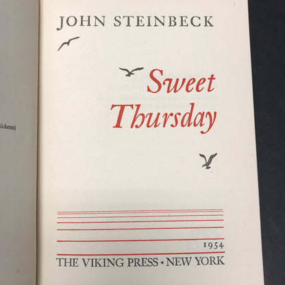 Sweet Thursday - John Steinbeck - Book Club Edition - 1954