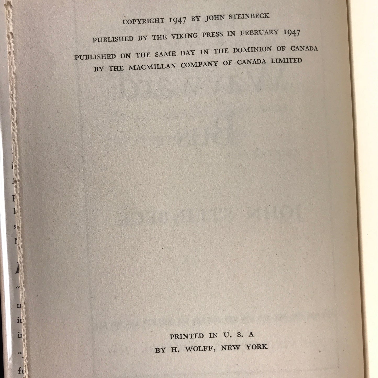 The Wayward Bus - John Steinbeck - Early Printing - 1947