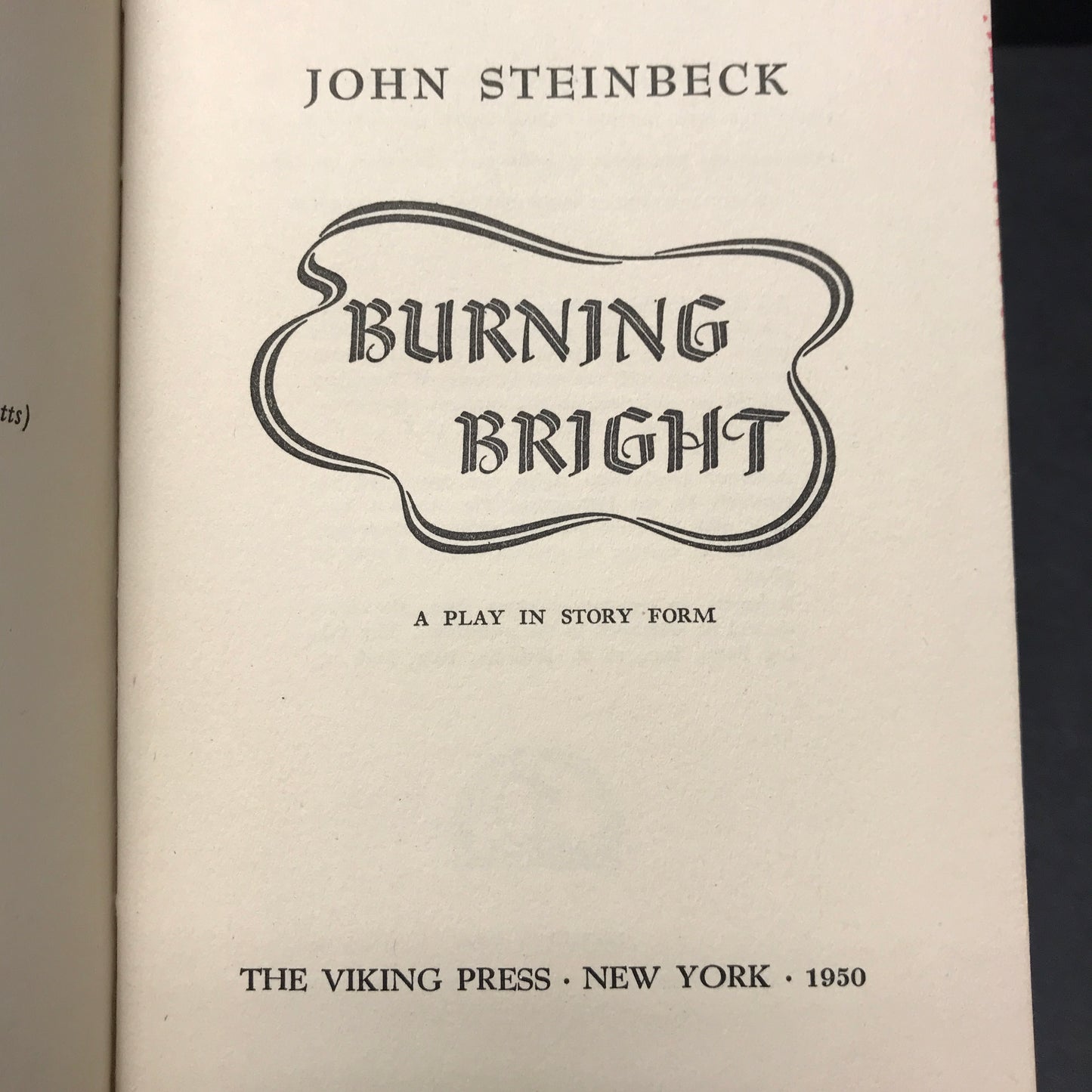 Burning Bright - John Steinbeck - 1st Edition - 1950