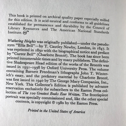 Wuthering Heights - Emily Bronte - Easton Press - 1st Thus - 1980