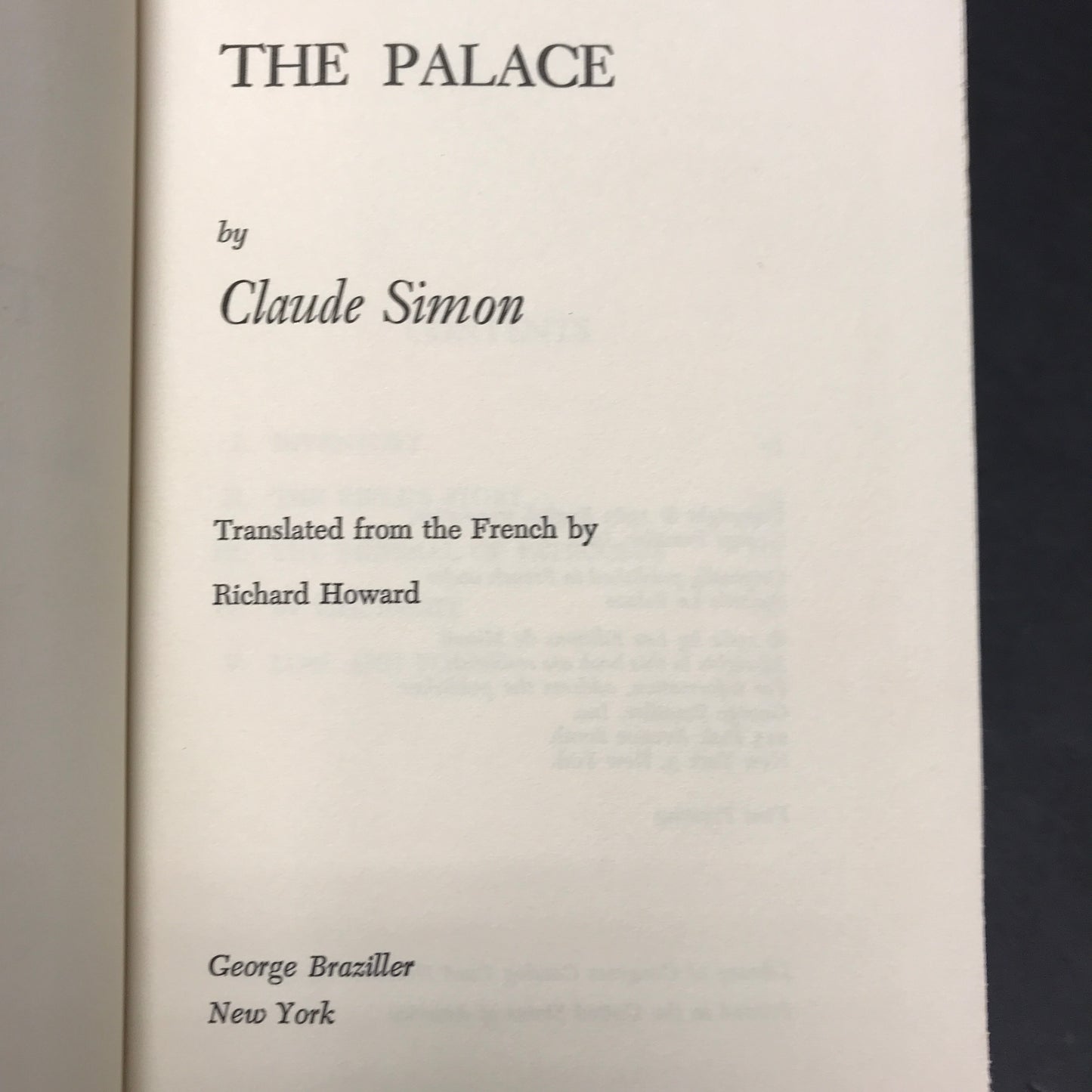 The Palace - Claude Simon - First American Edition - 1963