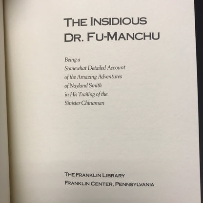 The Insidious Dr. Fu-Manchu - Sax Rohmer - Franklin Library - 1990