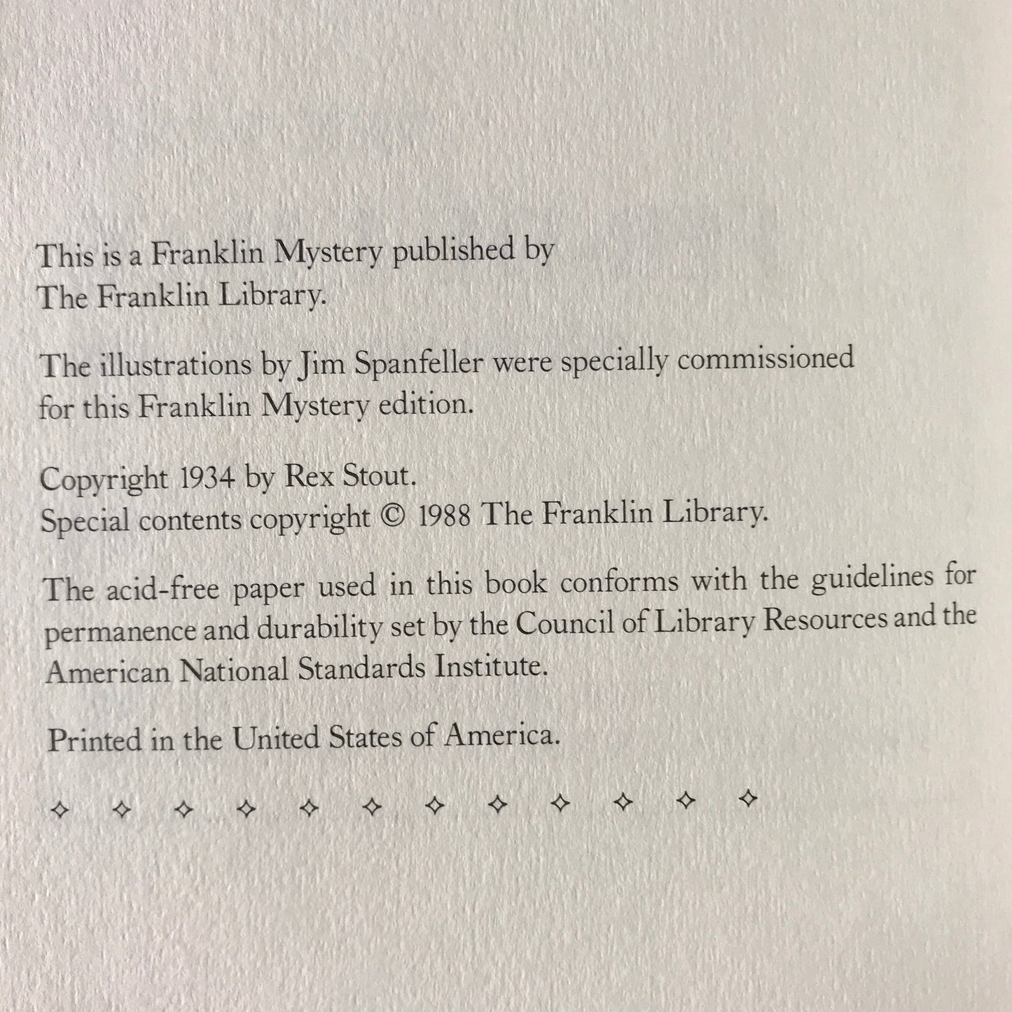 Fer-De-Lance - Rex Stout - Franklin Library - 1988