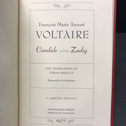 Candide and Zadig - Voltaire - Franklin Library - 1977