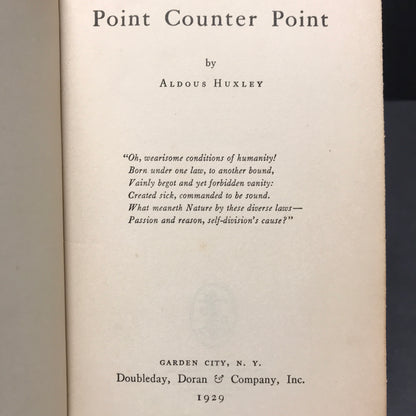 Point Counter Point - Aldous Huxley - Early Printing - 1929