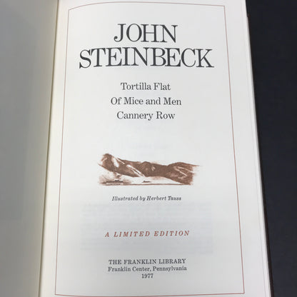 Three Novels: Tortilla Flat / Of Mice and Men / Cannery Row - John Steinbeck - Franklin Library - 1977