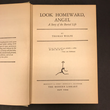 Look Homeward, Angel - Thomas Wolfe - Modern Library - 1929