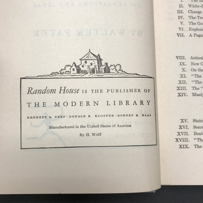 Marius: The Epicurean - Walter Pater - Modern Library - Date Unknown