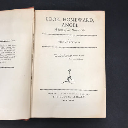 Look Homeward, Angel - Thomas Wolfe - Modern Library - 1929